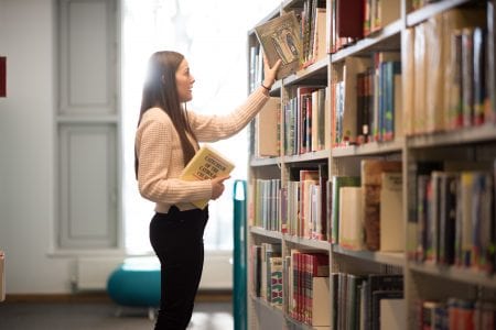 Choosing books in the library