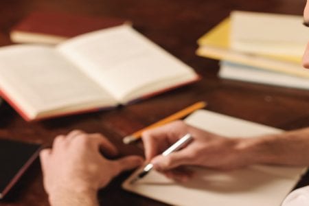 student writing