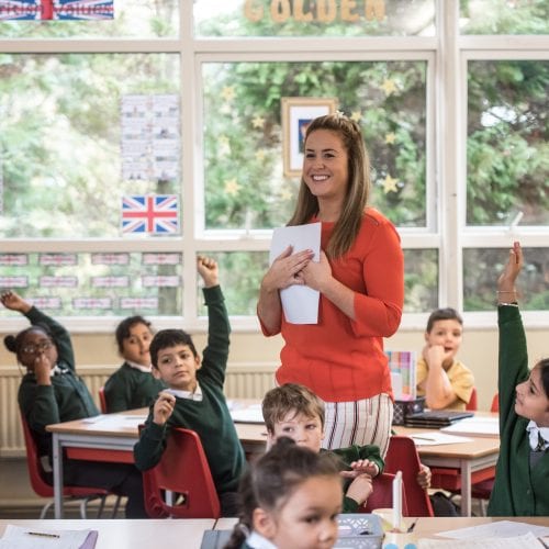 teacher with school children