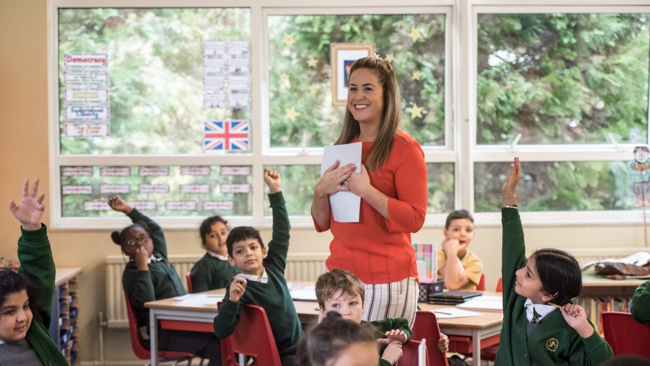 teacher with school children