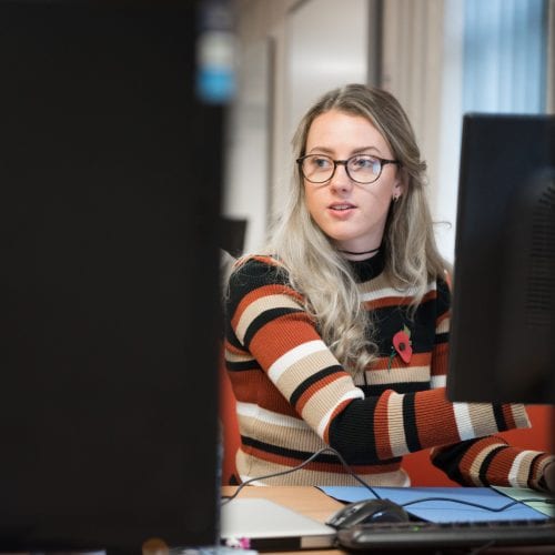 student on computer