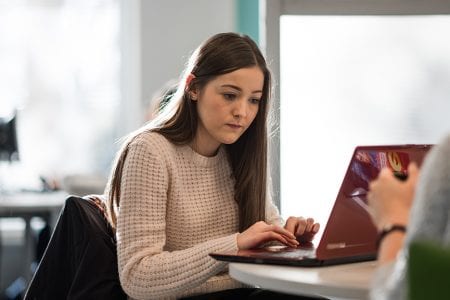 student at computer