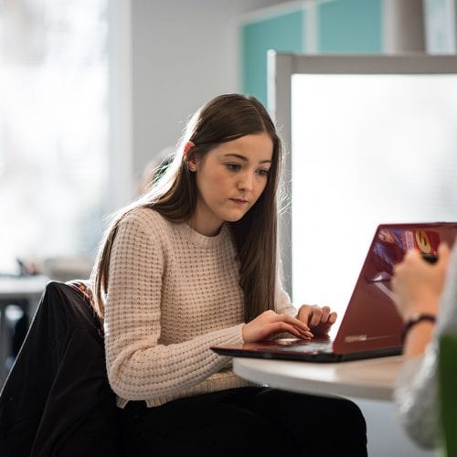 student at computer