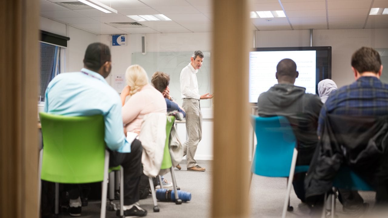 lecturer presenting to students