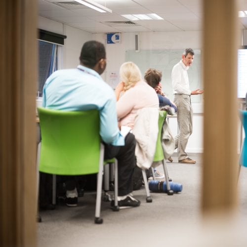 lecturer presenting to students