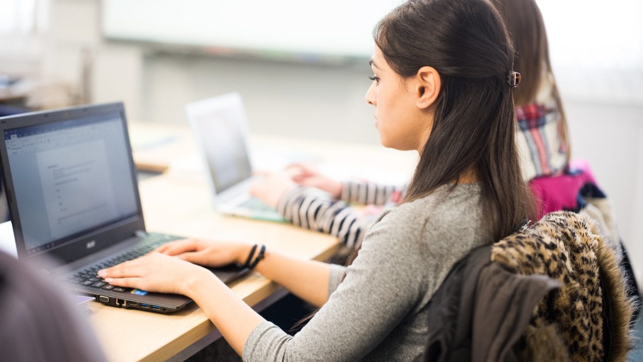 Student at computer