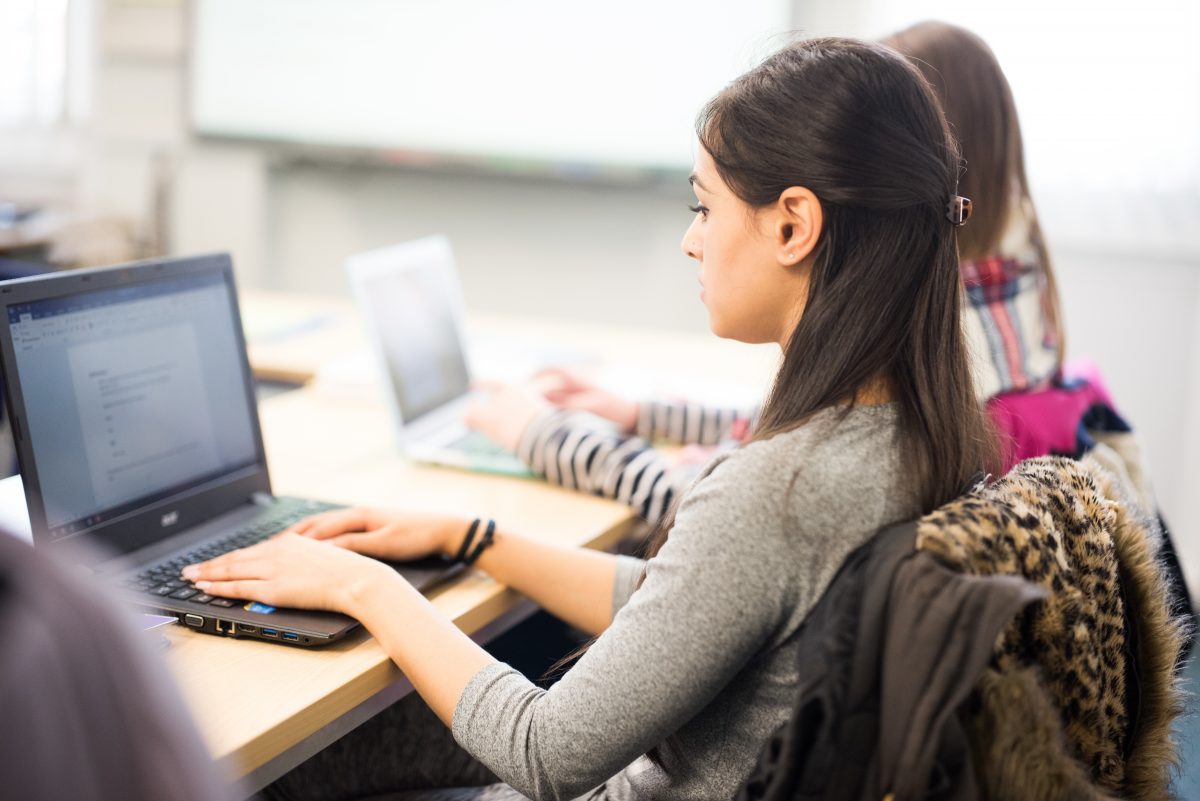 Student at computer