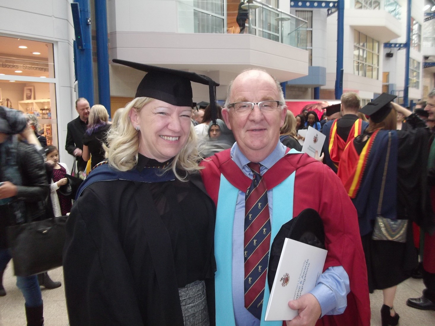 Newman graduate Yvonne with Dr Paul McDonald at graduation ceremony