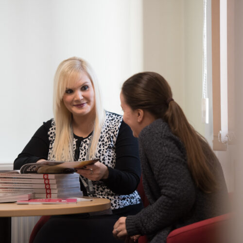careers team member speaking with a student
