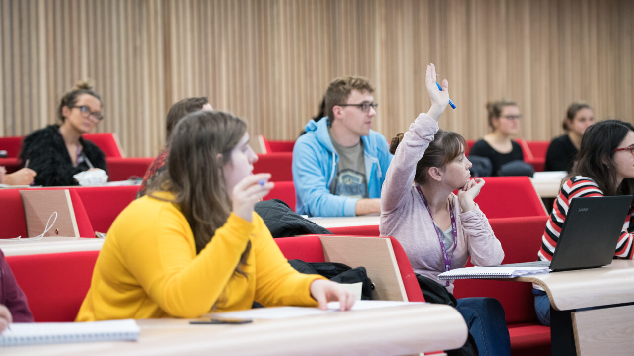 Edcation students in an interactive lecture