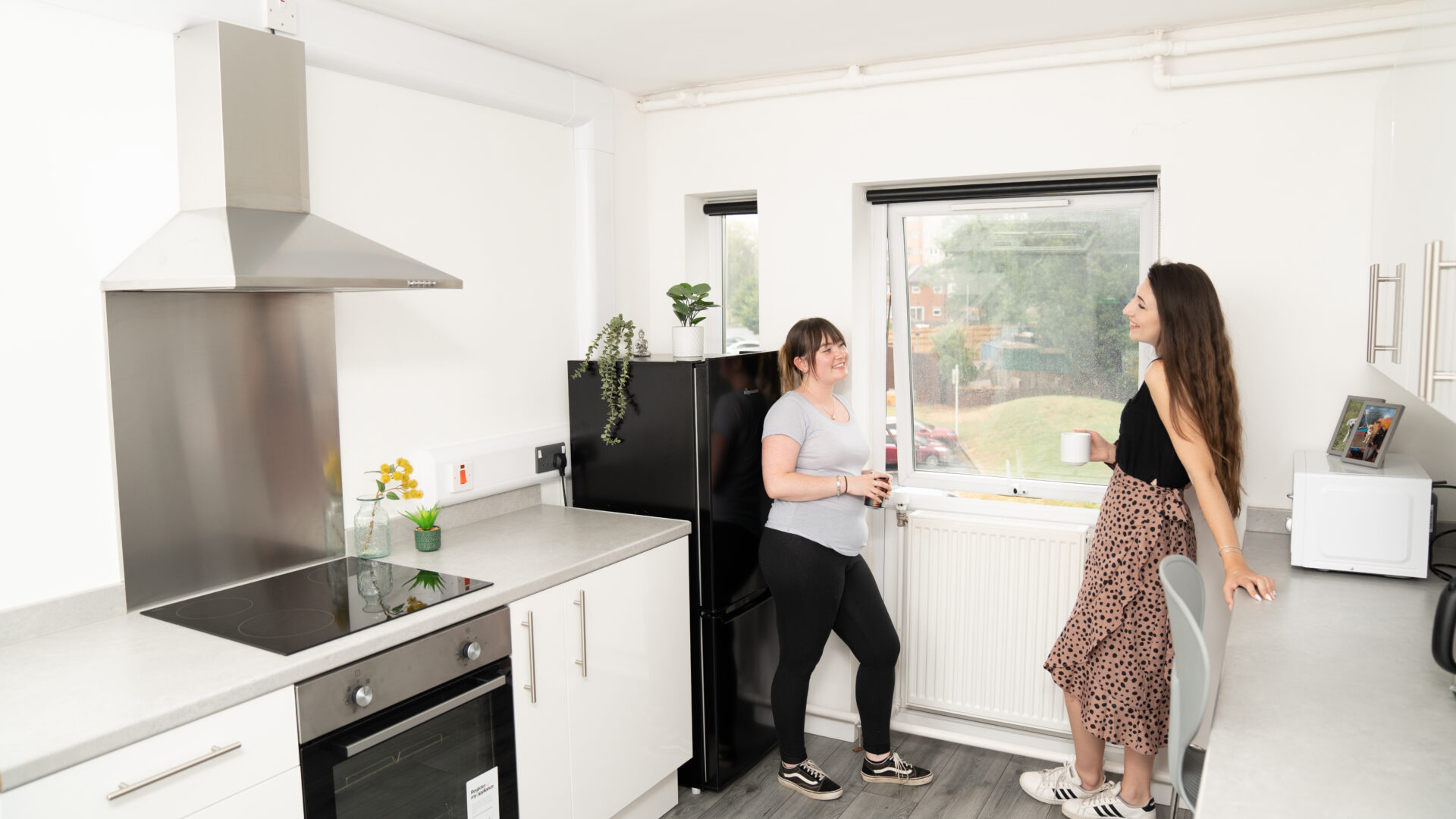 students in the kitchen of the accomodation