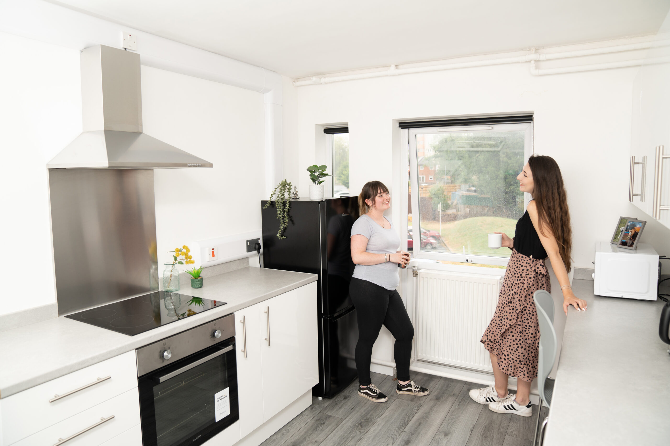 students in the kitchen of the accomodation