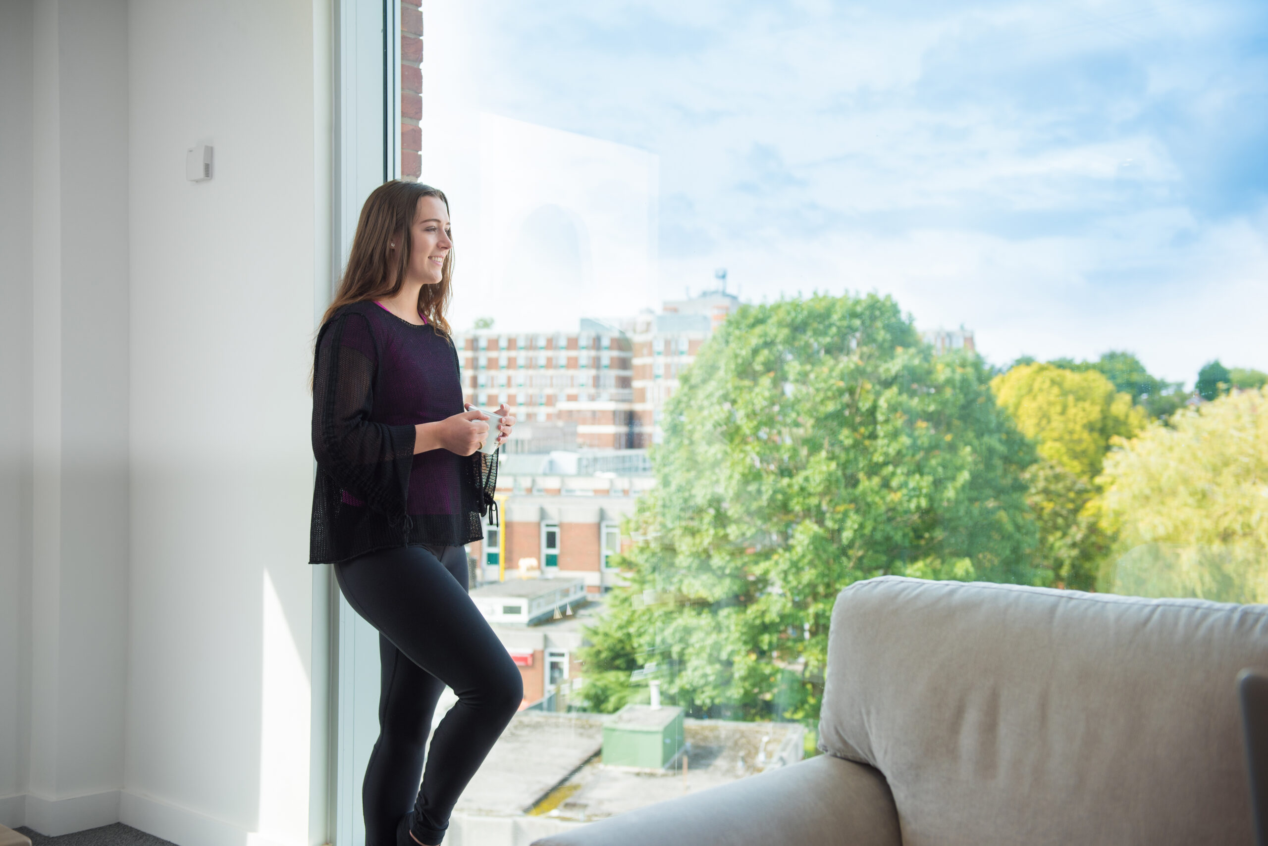 Student looking out the window