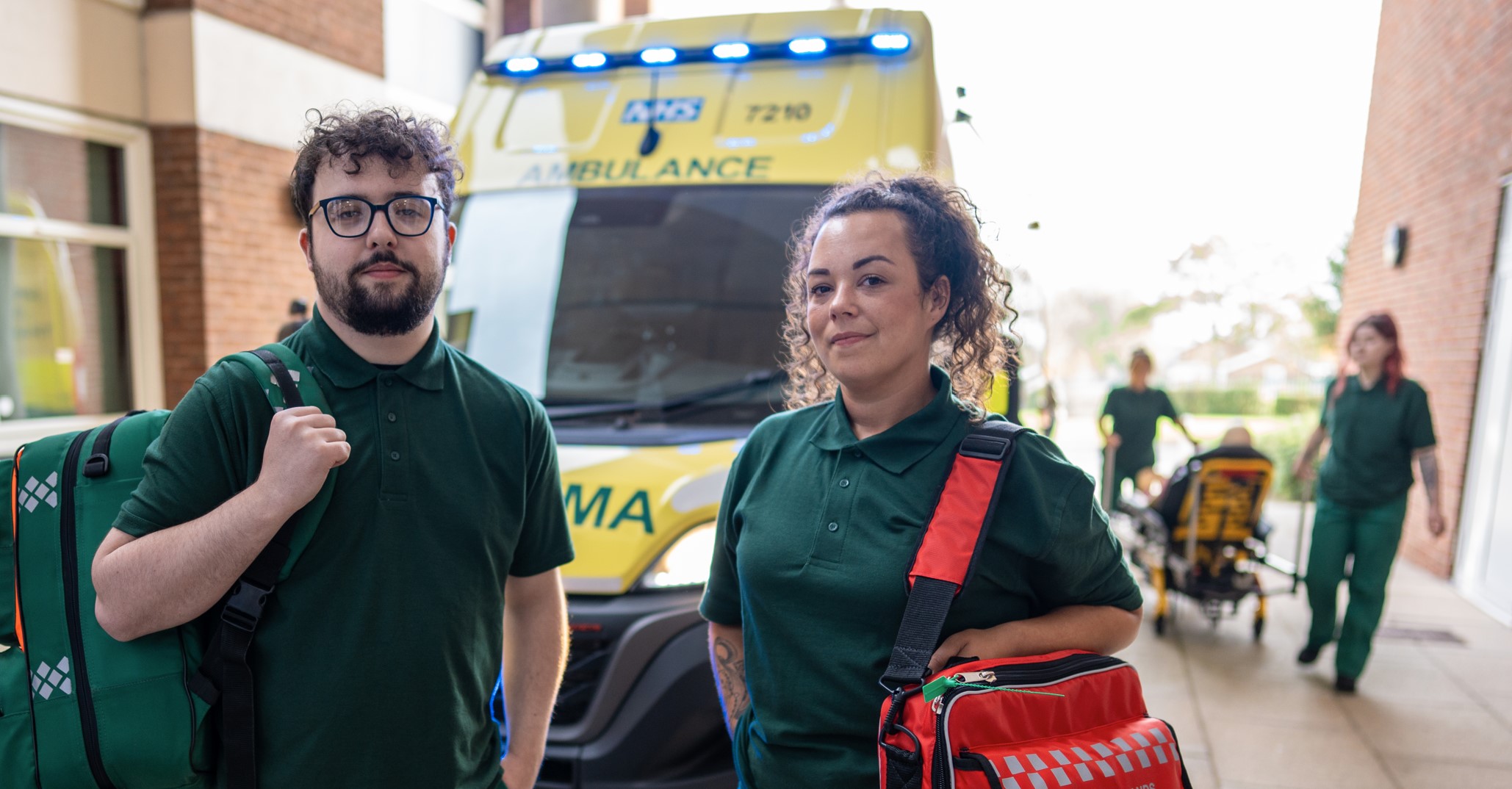 Paramedic Science students with ambulance and equipment.