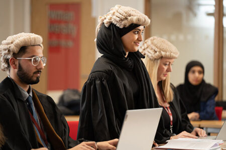 Law courtroom with students