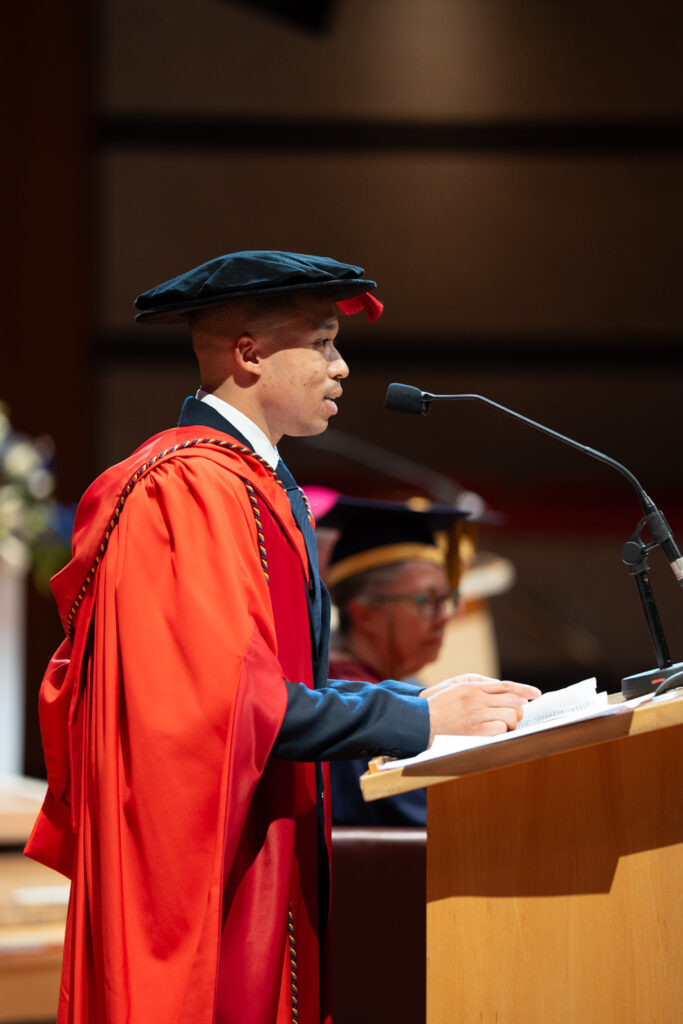Joe Fraser speech on stage