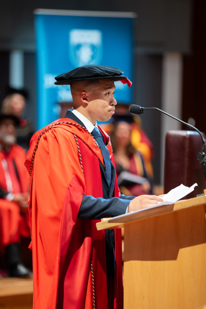 Joe Fraser speech on stage