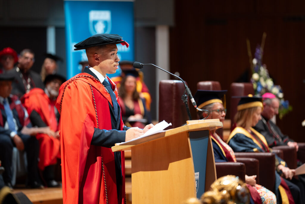 Joe Fraser speech on stage