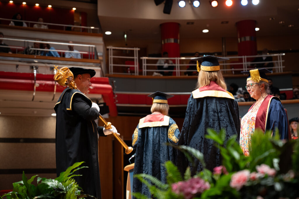 Graduation procession and mace