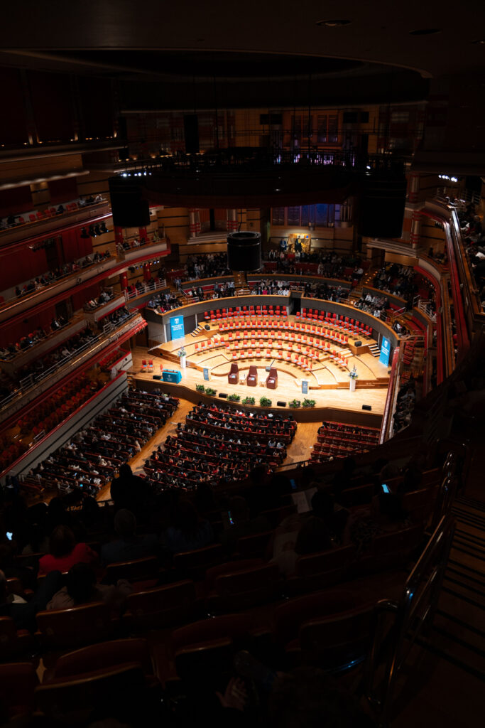 View of inside Symphony Hall from above