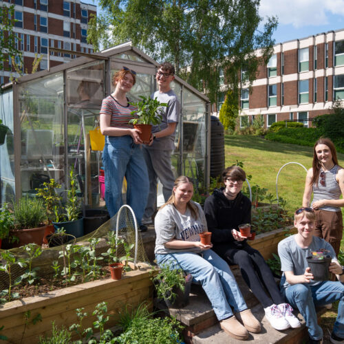 Greenhouse and students