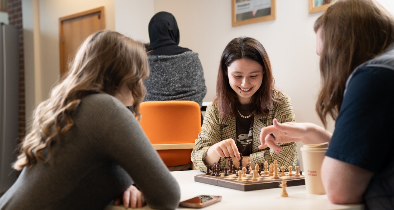 Students playing chess in the Students Union