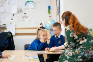 Primary School Teacher in class with young pupils