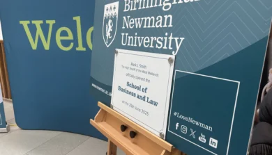 School of Business and Law plaque
