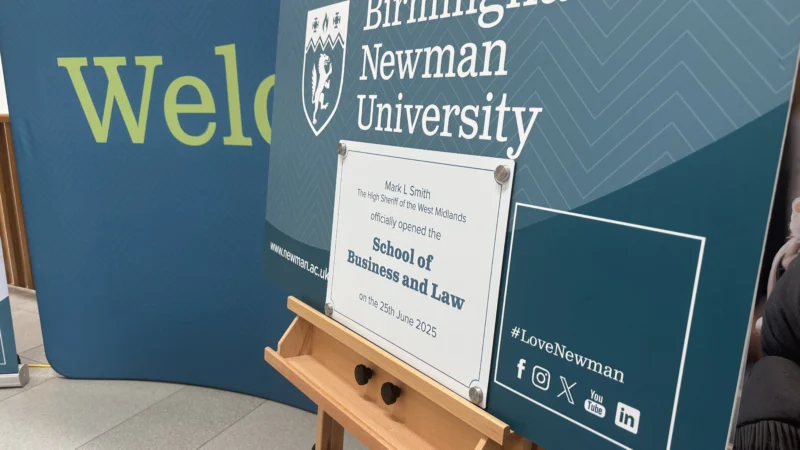 School of Business and Law plaque