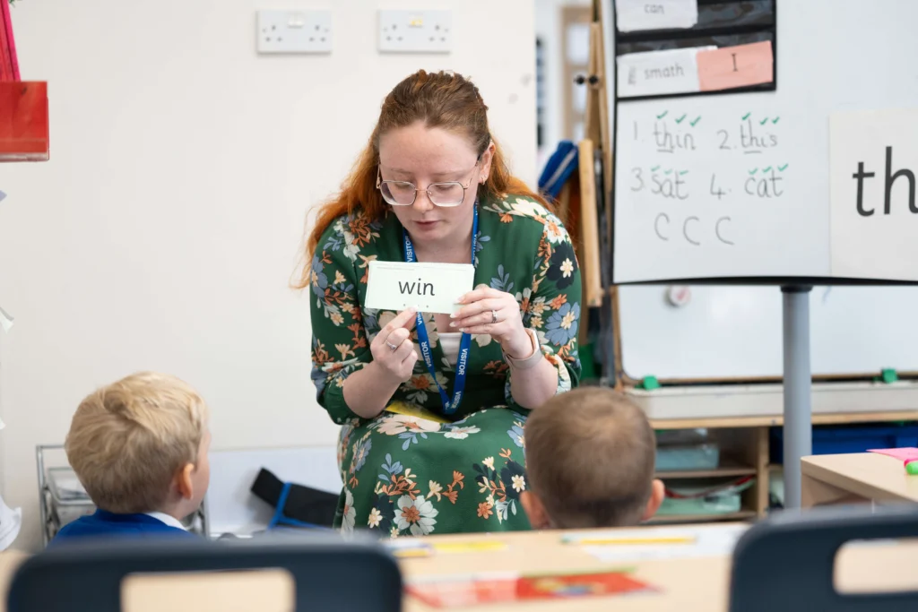 Primary school teacher in class