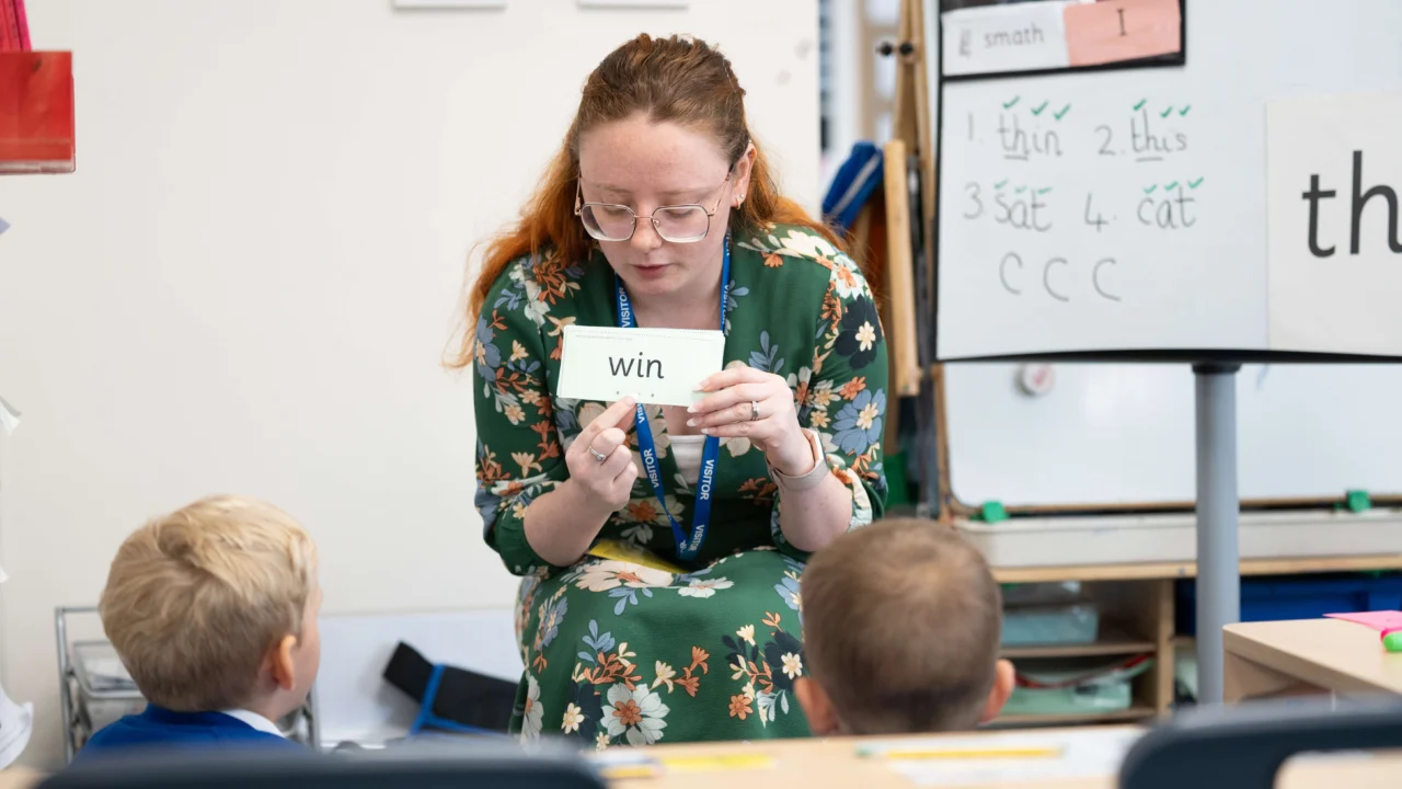 Primary school teacher in class